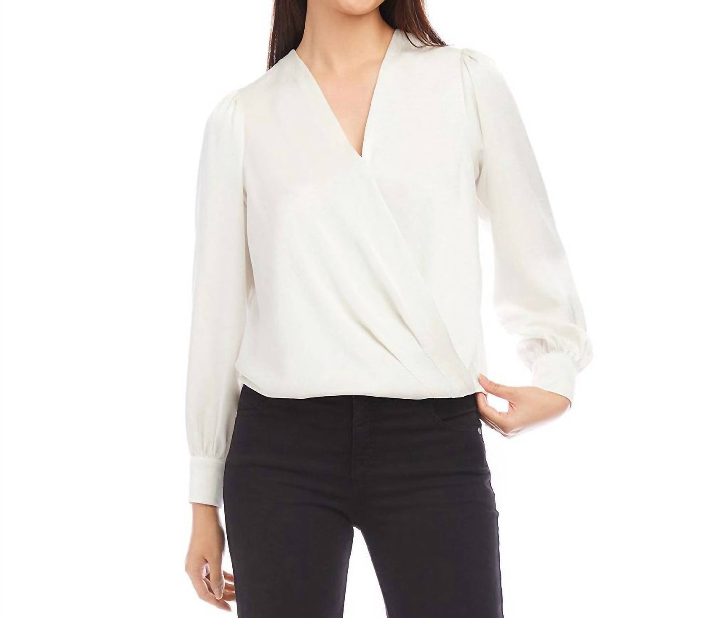 Karen Kane - Drape Front Satin Top