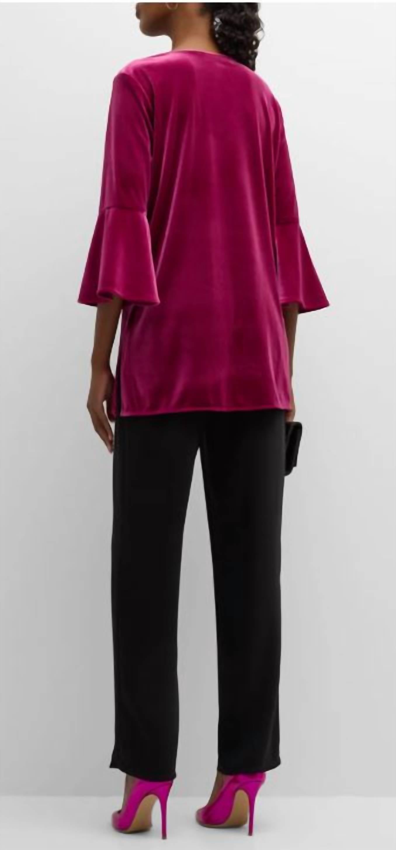 Caroline Rose - Bella Velvet Bell Sleeve Top