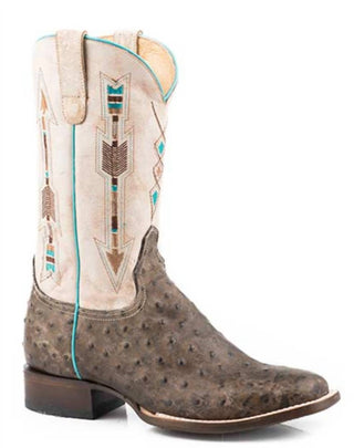Roper - Botas femininas estilo western com estampa de penas de avestruz