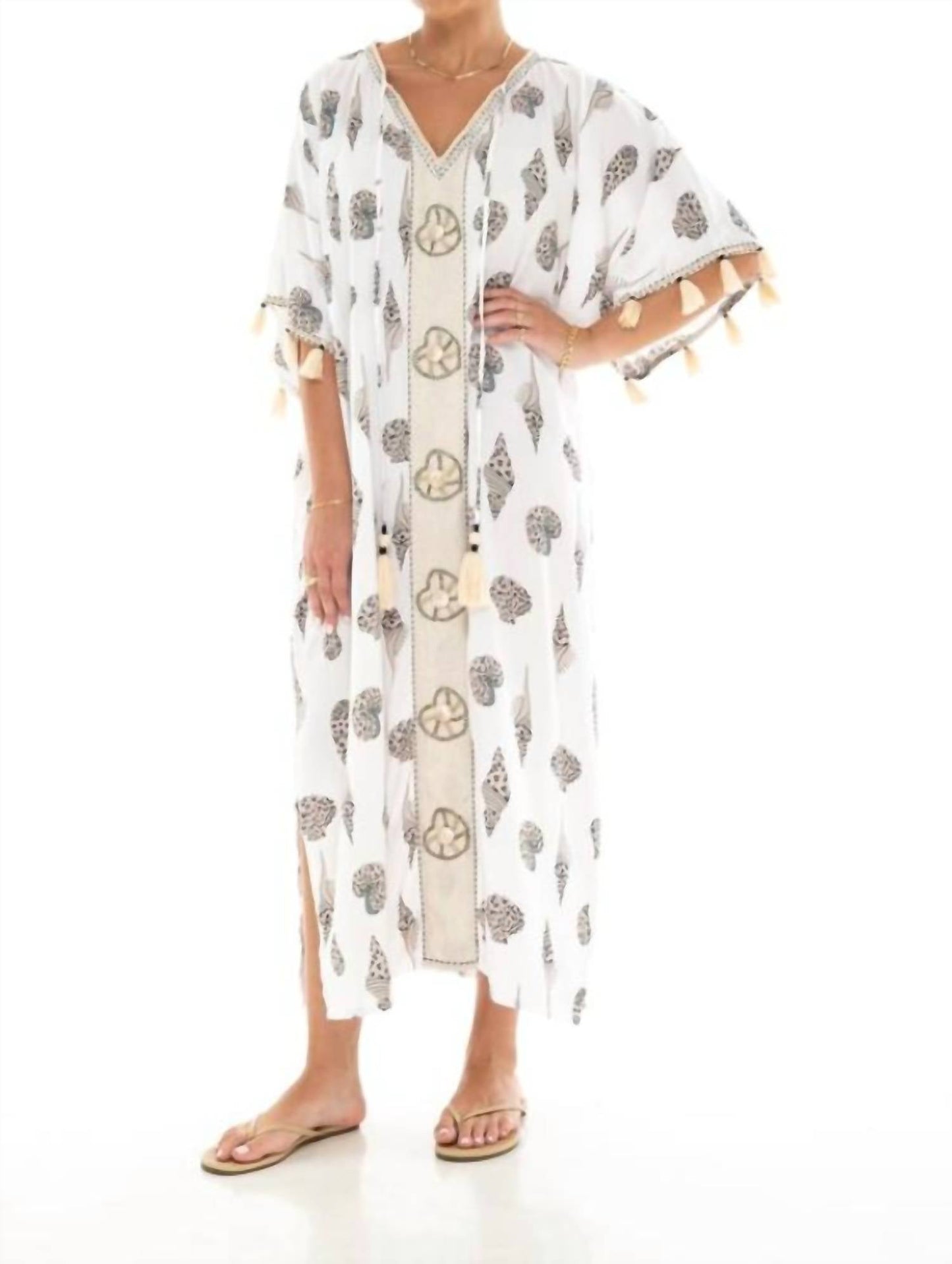 Mint - Women's Seashells Long Kaftan