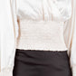 Paparazzi - Stretch Satin Solid Surplice Smock Crop Top