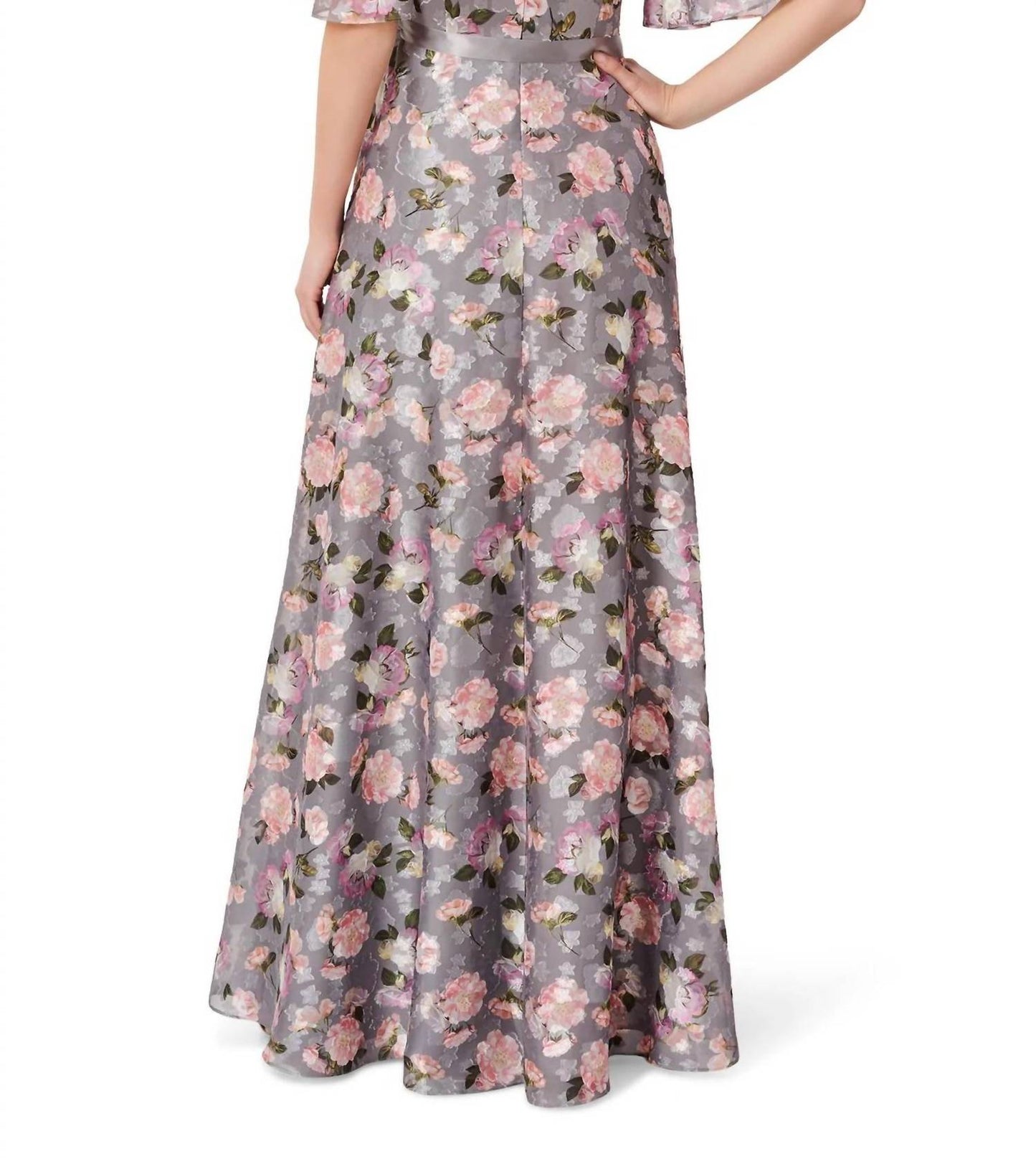Aidan Mattox - V- Neck Floral Long Dress