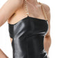 Alice + Olivia - Vegan Leather Chain Strap Midi Dress