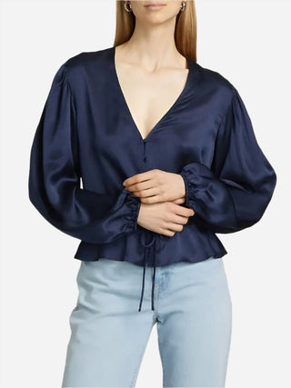 Frame - Cinched V-Neck Blouse
