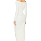 Good American - Rib Shine Off Shoulder Maxi Dress