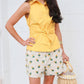 2.7 August Apparel - Daisy Embroidered Linen Shorts