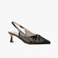 All Black - Women's Sling Back Kitten Heel