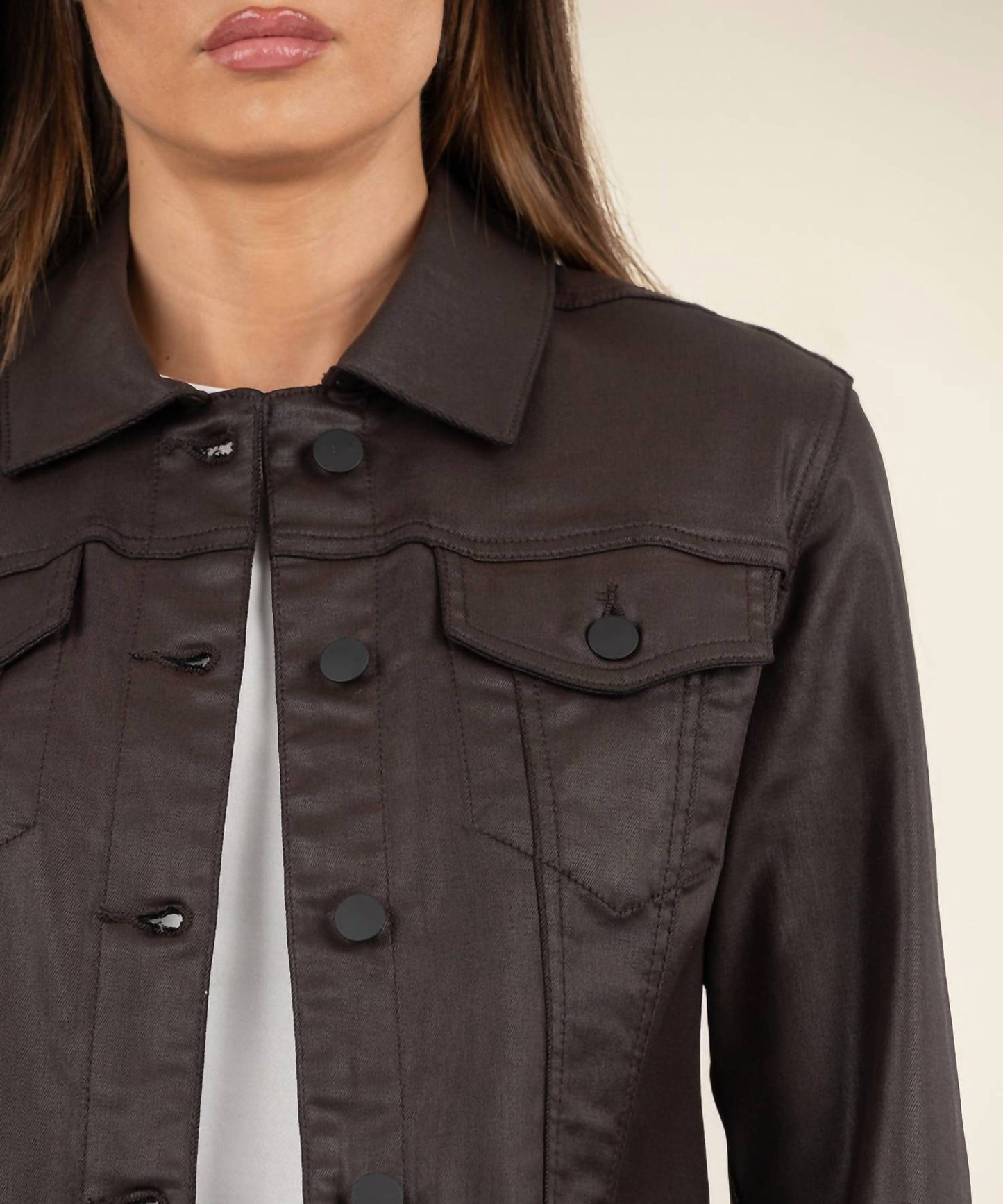 Kut From The Kloth - Julia Coated Crop Denim Trucker Jacket