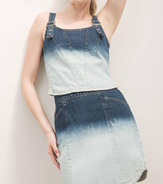 Aaron & Amber - MAGNOILIA TWO TONE DENIM CROP TOP AND MINI SKIRT