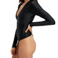 Good American - DISCO V-NECK LONG SLEEVE BODYSUIT