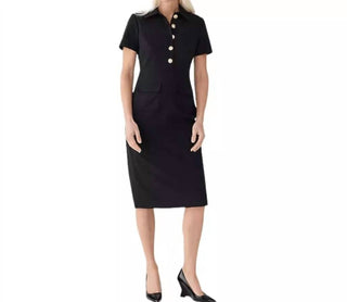 J.Crew - Vestido tubinho com gola em mistura de lã bi-elástica