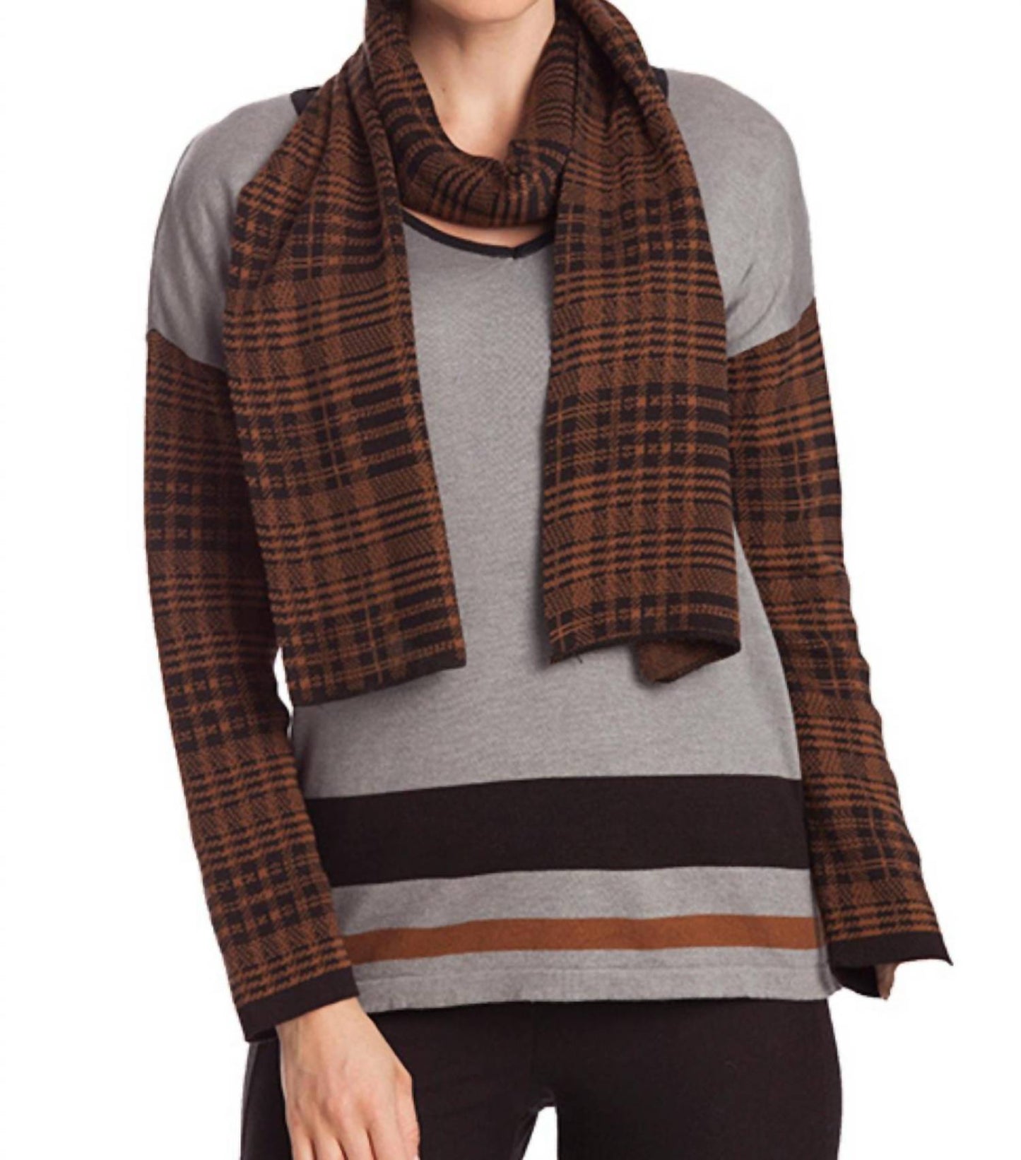 Angel - Houndstooth V-Neck W/ Scarf