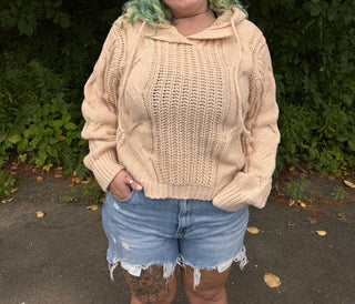 Bibi - Women's Ellie Oversized Cable Knit Hoodie