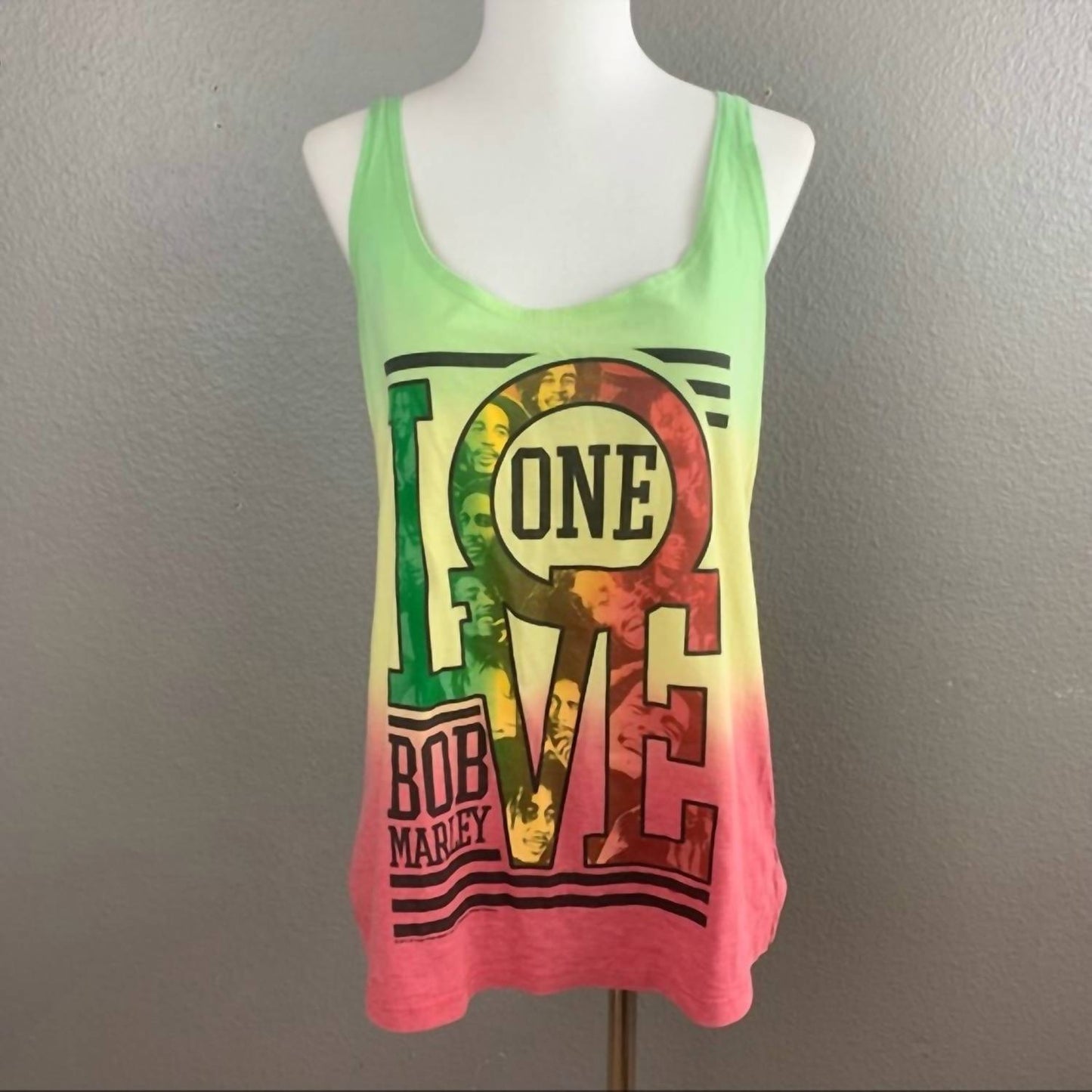 Bob Marley - Teen's One Love Collage Tie-dye Tank Top