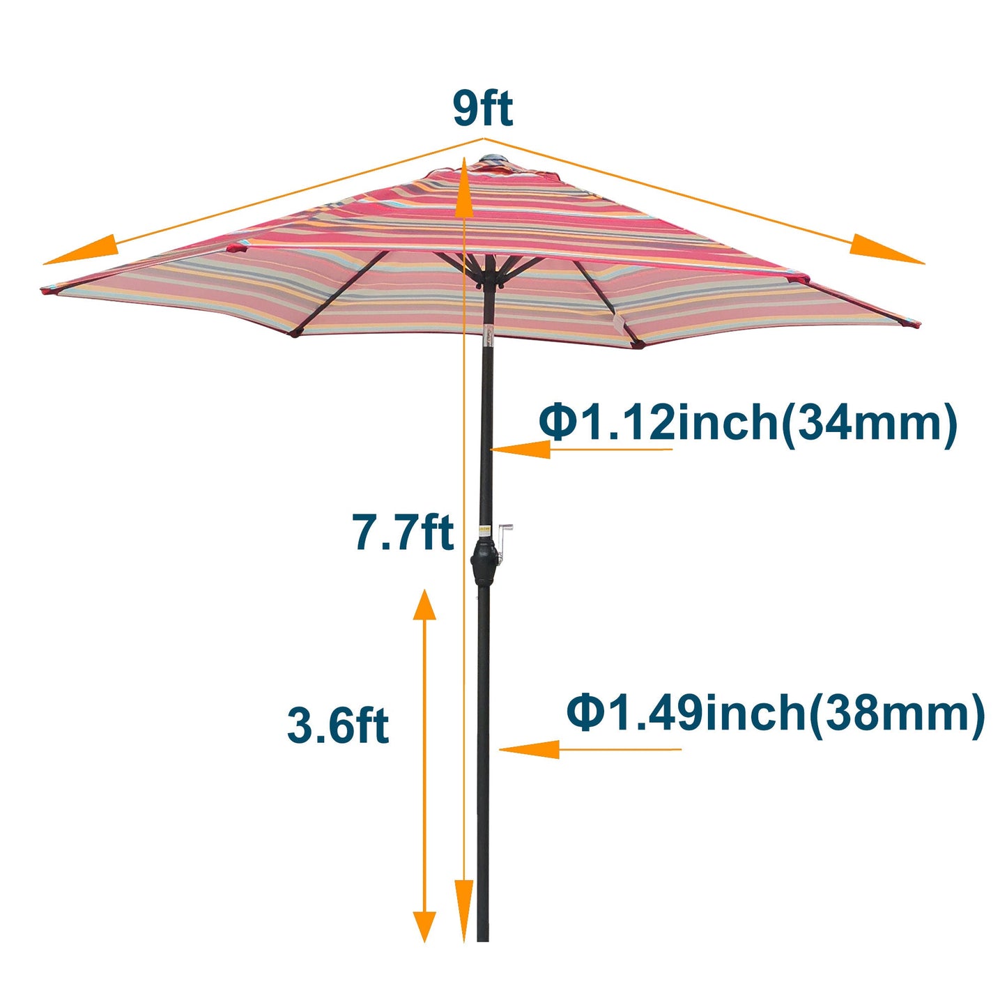9FT Umbrella Red Stripes