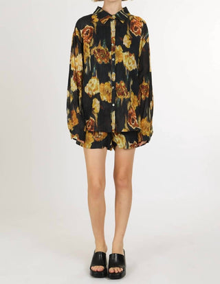 Beulahstyle - Suri Abstract Floral Shirt And Shorts Set