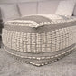 Rustic Wool and Cotton Large Pouf Handcrafted Tufted Design - Brown / Beige