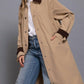 Active Usa - Contrast Collar Long Trench Coat