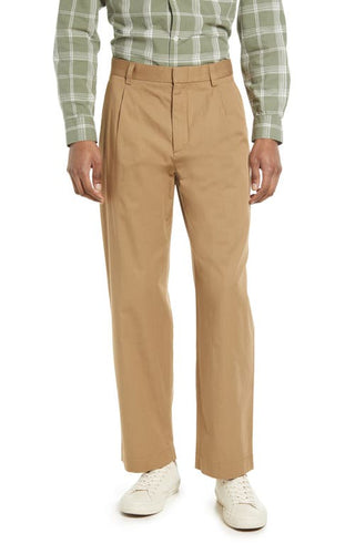 Wood Wood Aaren Organic Cotton Fine Twill Trousers in Khaki, Size 33