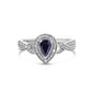 .925 Sterling Silver 6x4mm Pear Sapphire Gemstone with Diamond Accent Fashion Halo Ring (H-I Color, SI1-SI2 Clarity) - Size 7