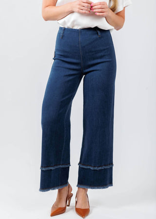 Lysse - Women's Fringe Wide Leg Crop Denim Pants