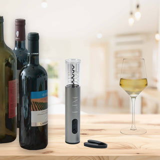 Creative Gifts International - Abridor de vinho elétrico com saca-rolhas de aço inoxidável