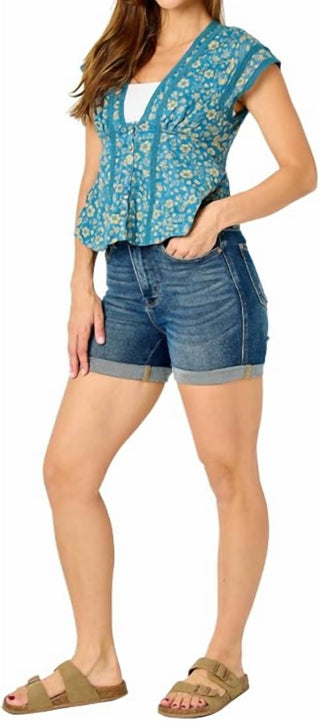 Judy Blue - High Rise Control Top Cuffed Shorts