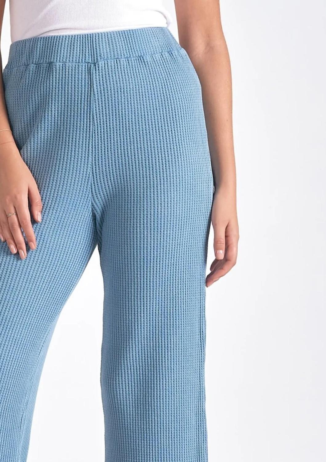 Elan - Waffle Knit Wide Leg Pant