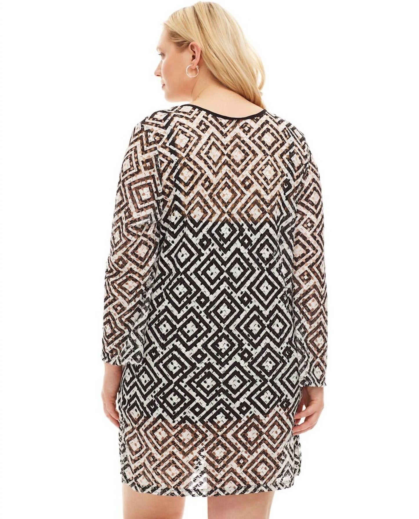 Always For Me - Plus Size Long Sleeve V-Neck Tunic Dress
