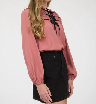 Blu Pepper - Ribbon Bow Tie Yoke Long Sleeve Top