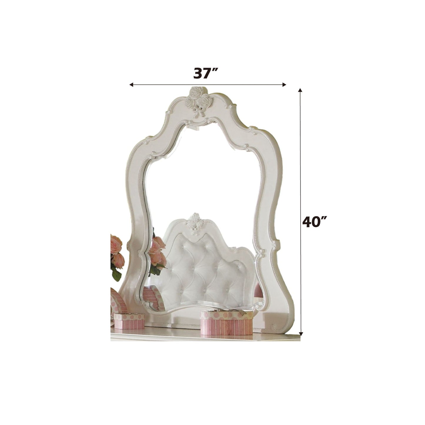 Edalene Mirror - Pearl White