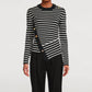 Alexander Mcqueen - Asymetric Embellished Stripped Wool Blend Sweater