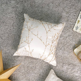 Elegant Winter Embroidered Pillow – 18x18"