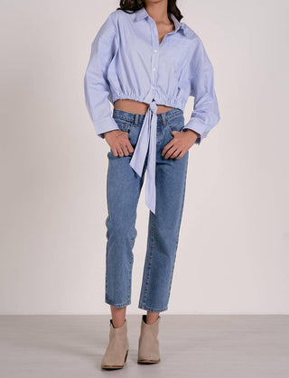 Elan - Blusa listrada com amarração frontal