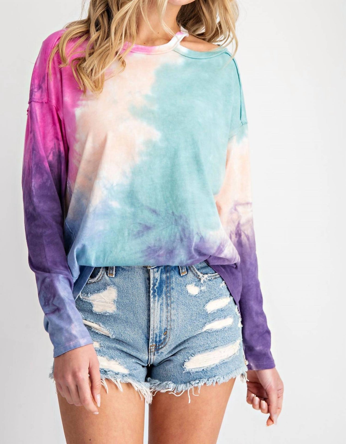 143 Story - Top Tie Dye com recorte nos ombros