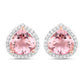 3.27 Carat Genuine Morganite and White Diamond 14K Rose Gold Earrings