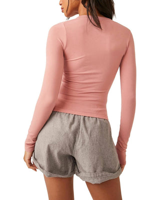 Free People - Blusa Royal com decote redondo e manga comprida