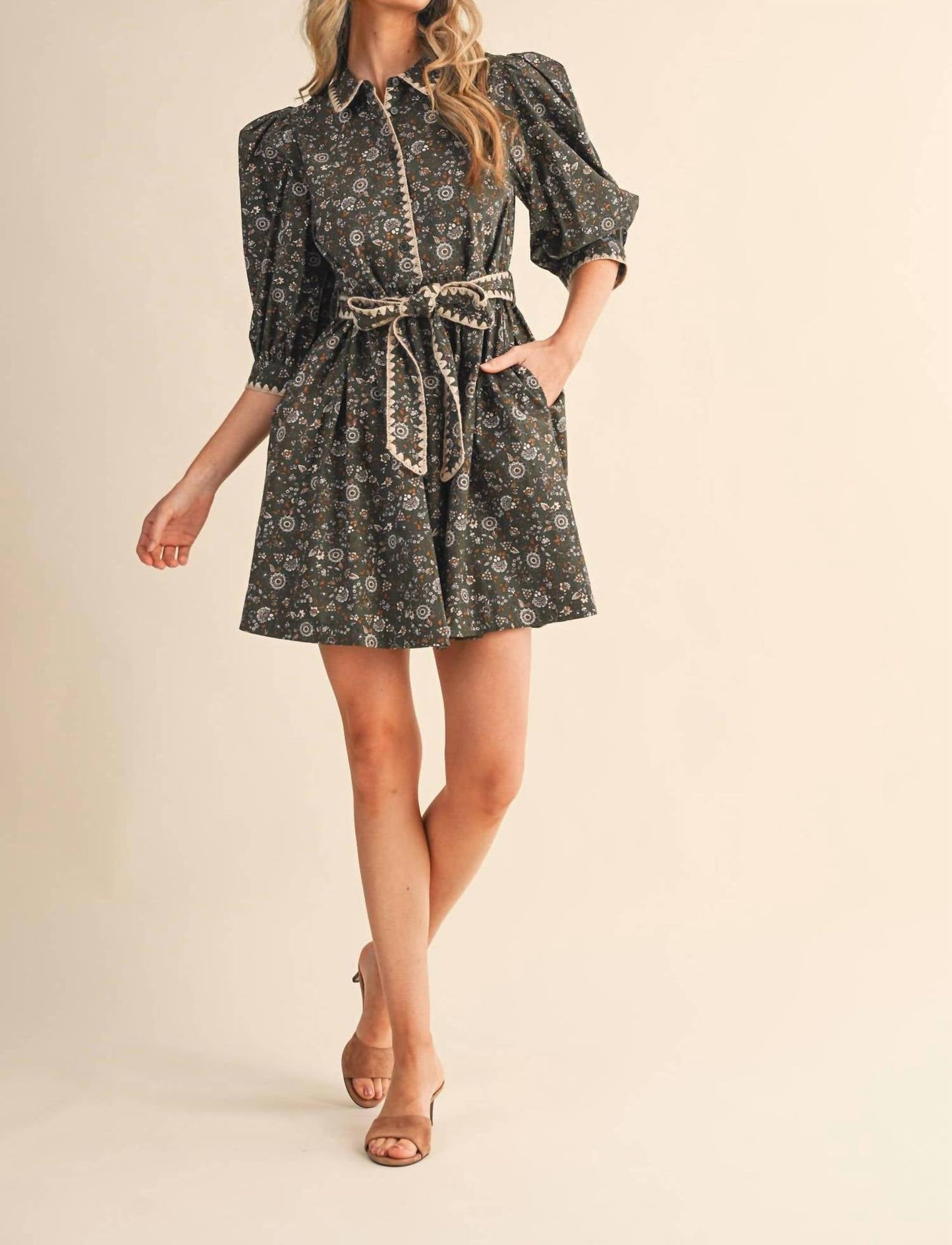 &Merci - Puff Sleeve Floral Mini Dress