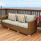 Rattan Wicker Seater Patio Couch with Cushions and Throw Pillows