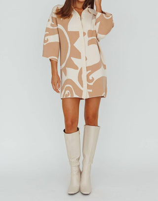 Moda Borboleta - Button Up Knit Shirt Dress