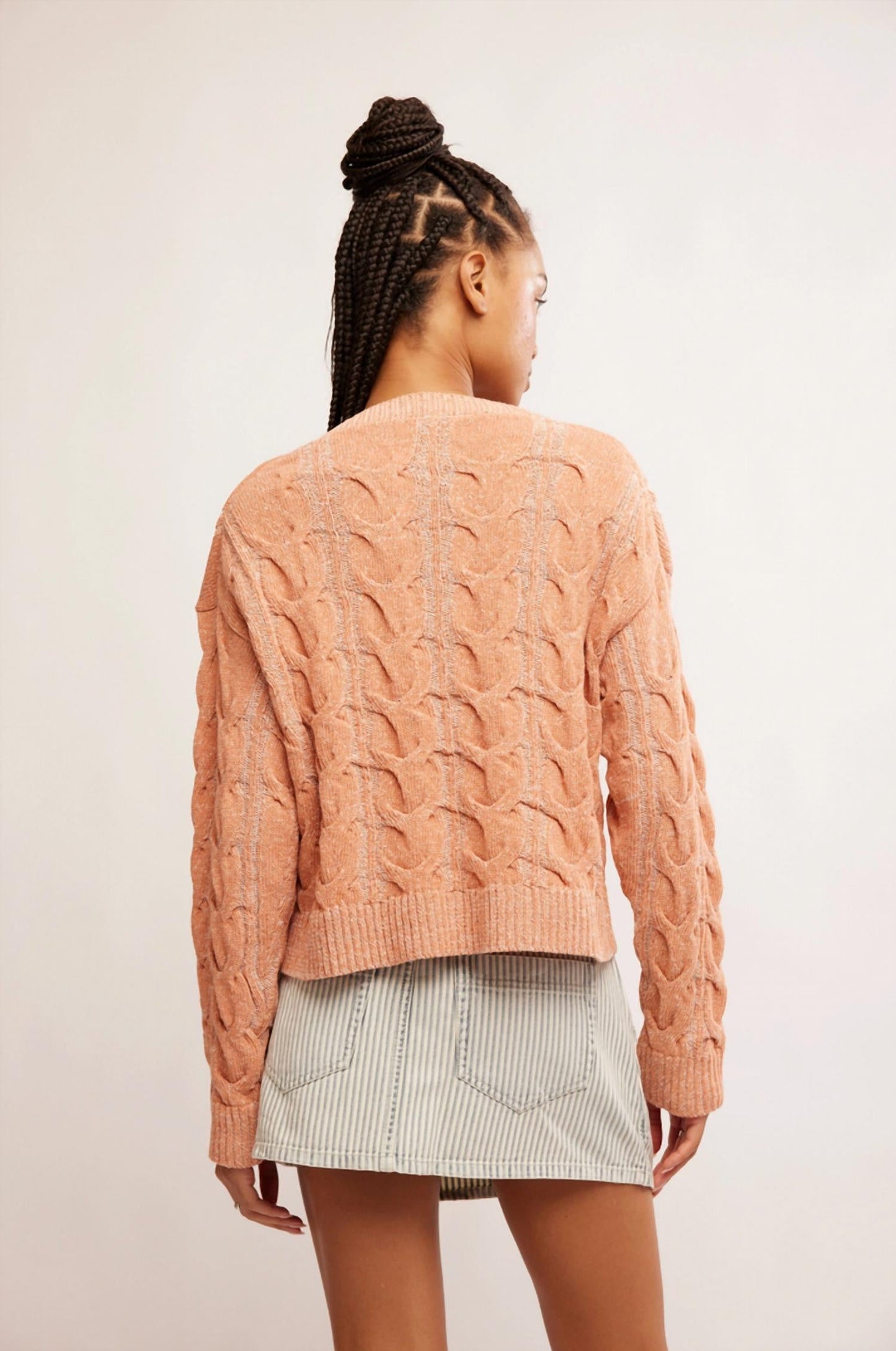 Free People - Washed Cable V-neck Sweater