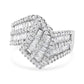 14K White Gold 1-1/2 Cttw Round and Baguette Diamond Bypass Cocktail Ring Band (H-I Color, SI1-SI2 Clarity) - Size 7