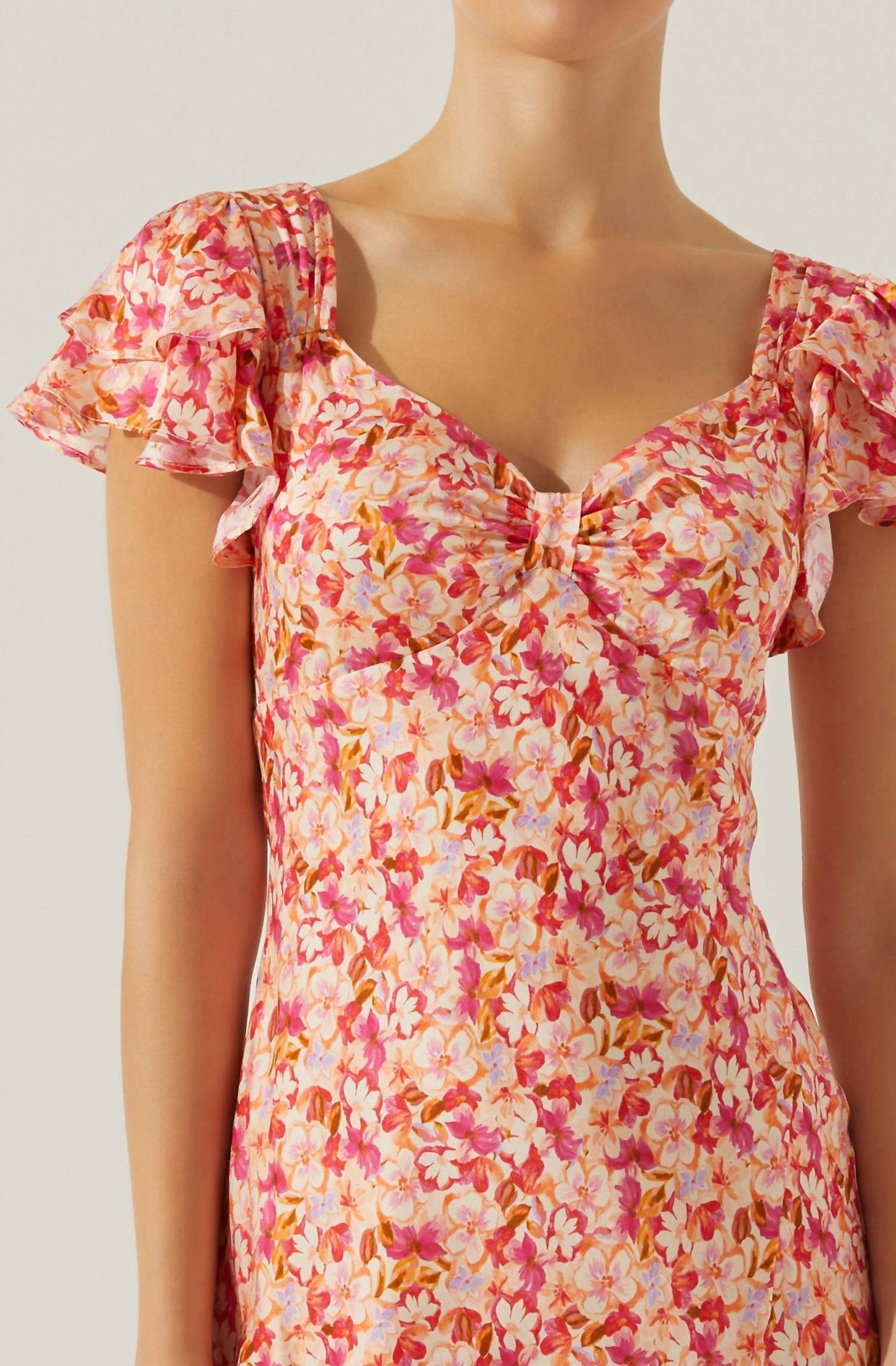 Astr - Maisy Floral Flutter Sleeve Midi Dress