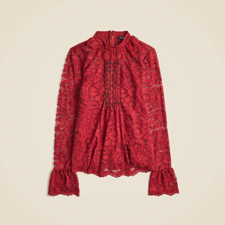 J.Crew - Blusa feminina de renda com gola alta