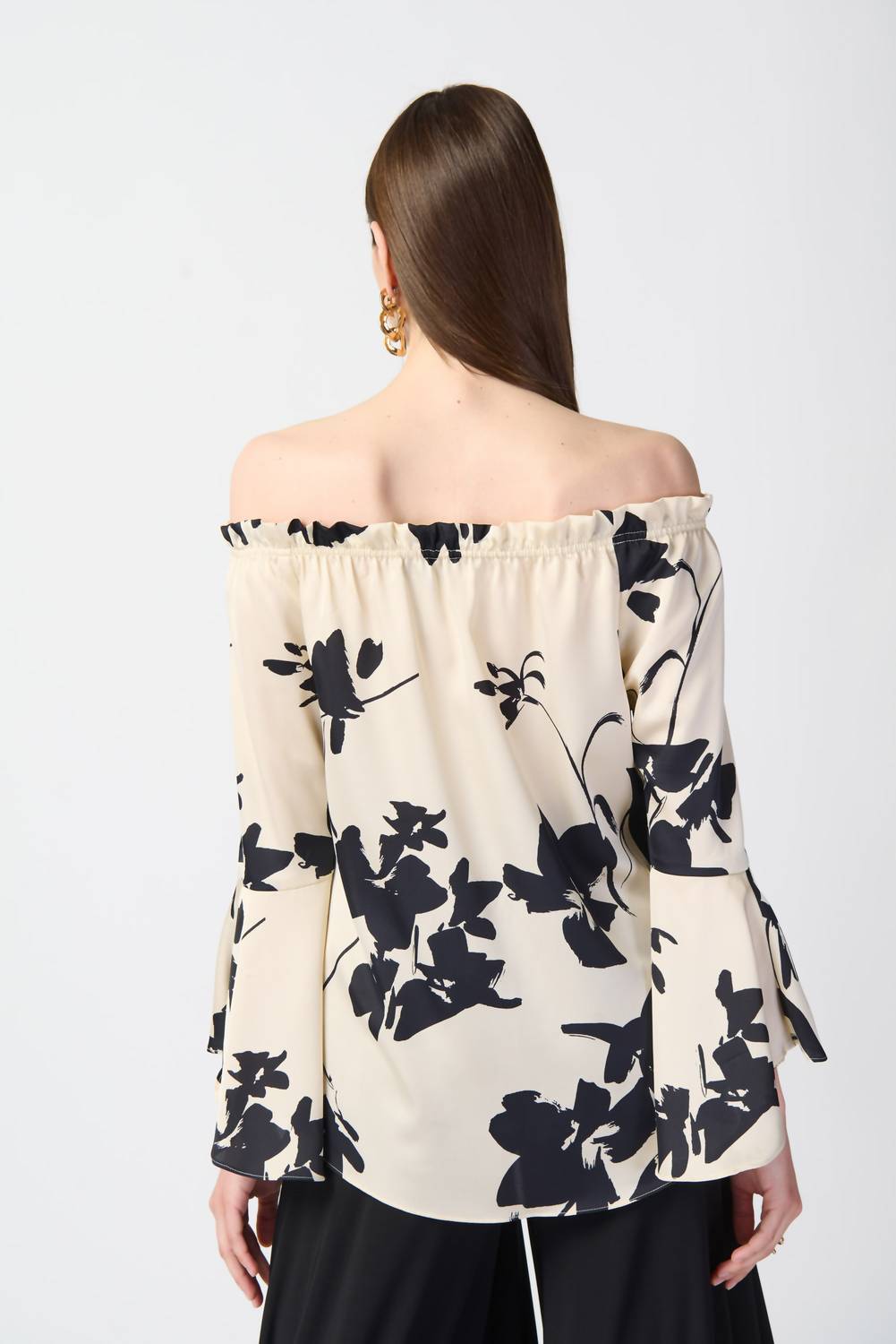 Joseph Ribkoff - Beige Floral Off The Shoulder Blouse