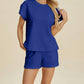 Double Take - Sleek Texture T-Shirt and Shorts Set
