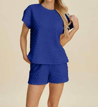 Double Take - Conjunto de camiseta e shorts com textura elegante