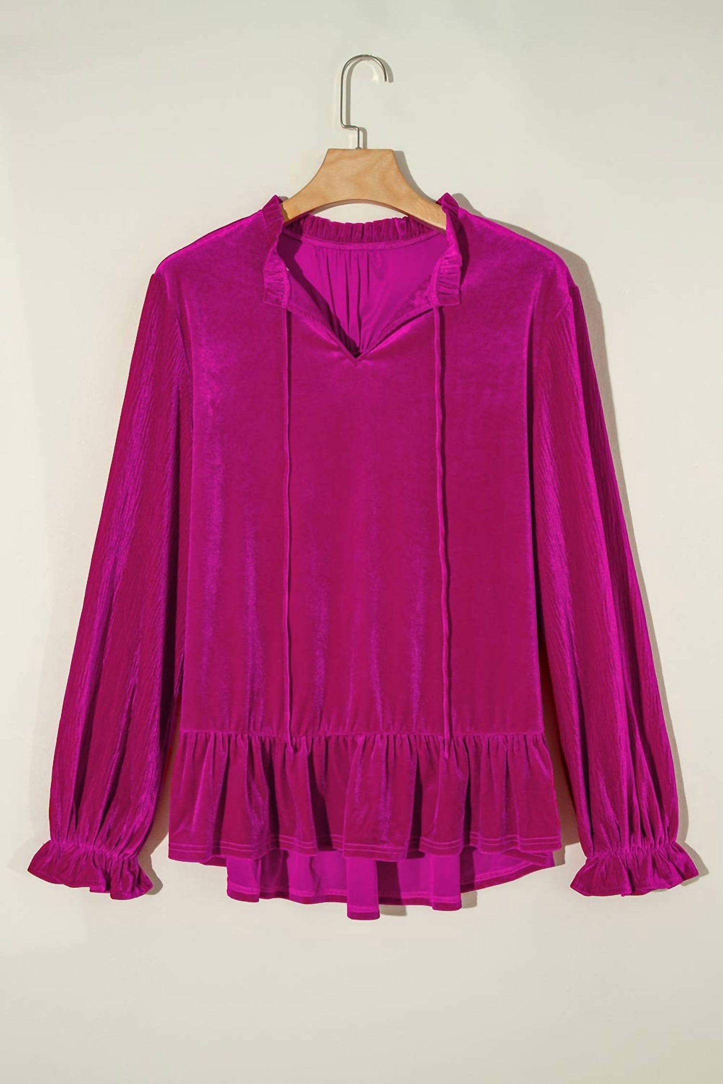 66Disco - Ruffled Sleeve V Neck Blouse