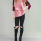 Crepas - Plaid Sleeve Fleece Jersey Tee