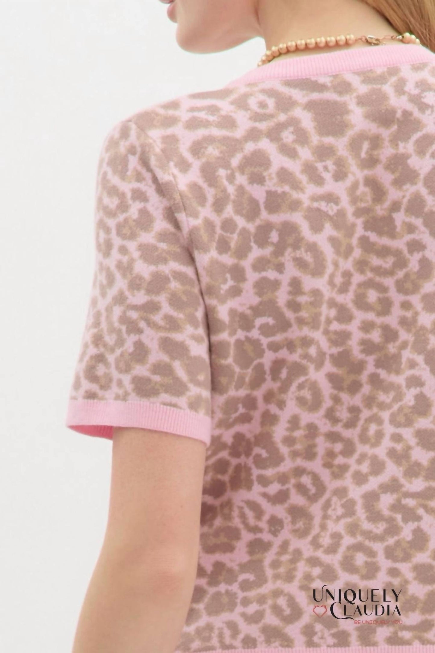 Entro - Carynn Animal Print Short-sleeve Knit Cardigan